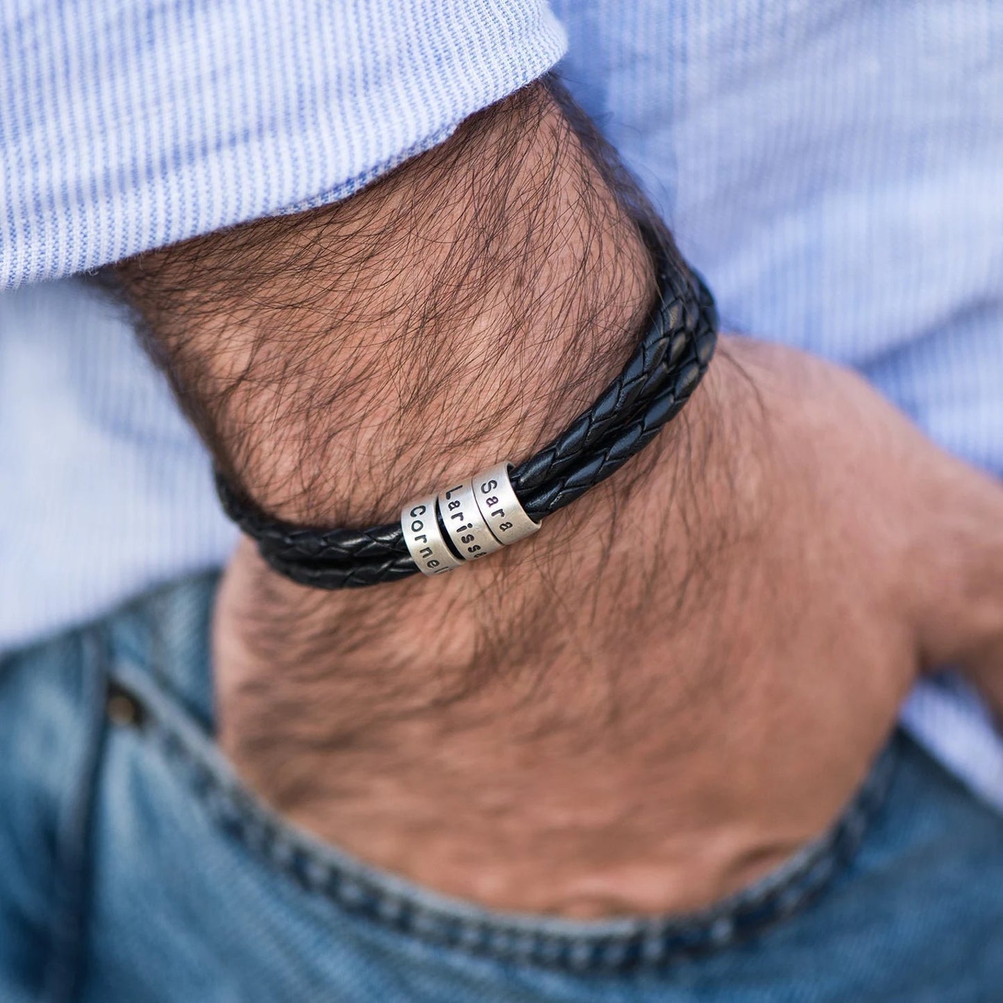 Personalized Leather Name Bracelet